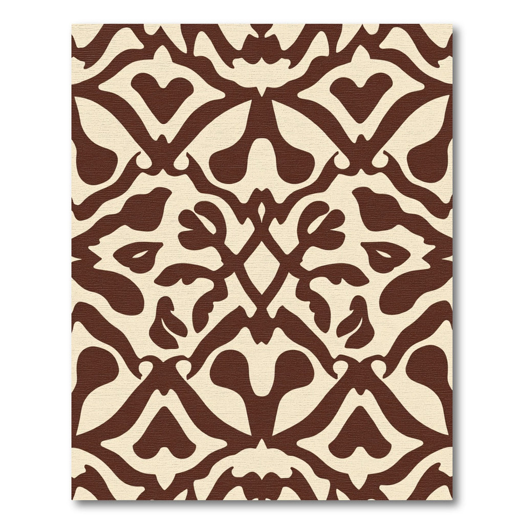 Symmetrical Brown White Organic Scroll Rug