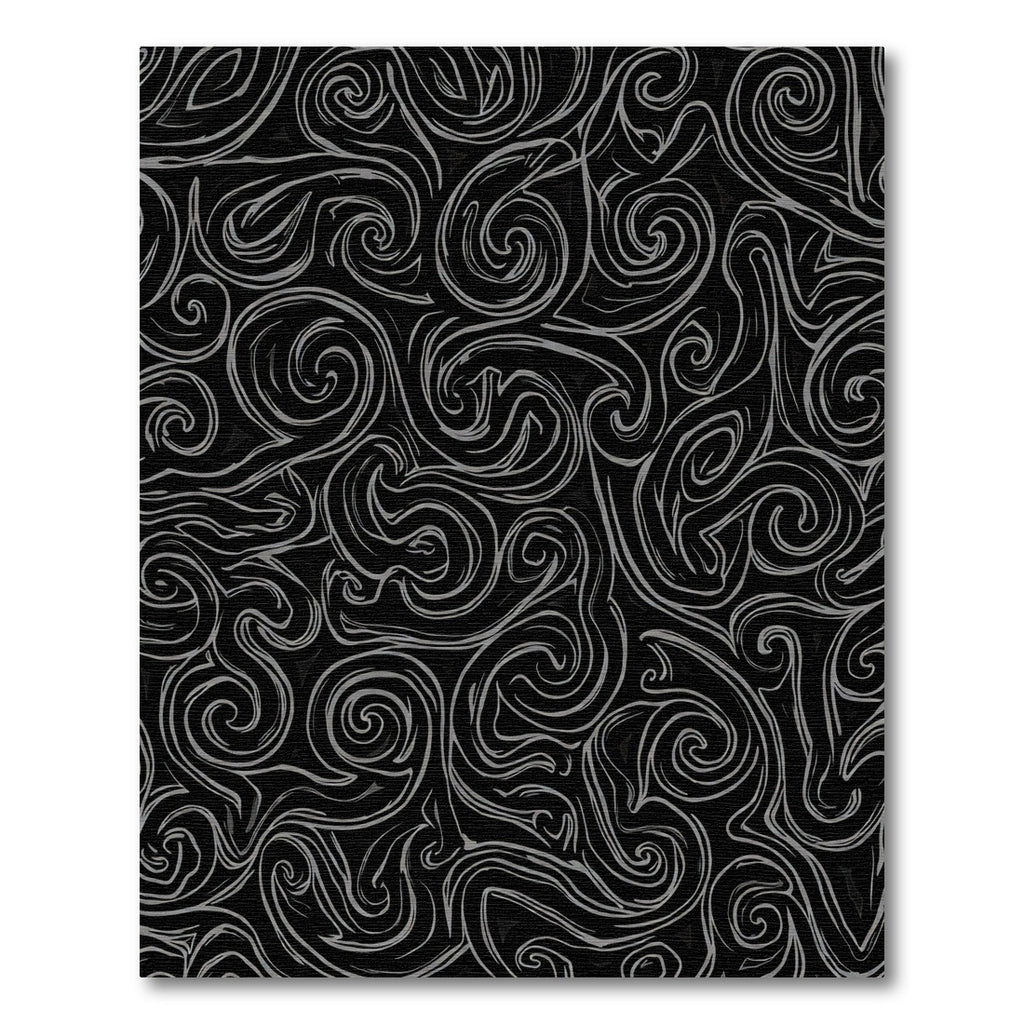 Dark Gray Swirl Abstract Lines Rug
