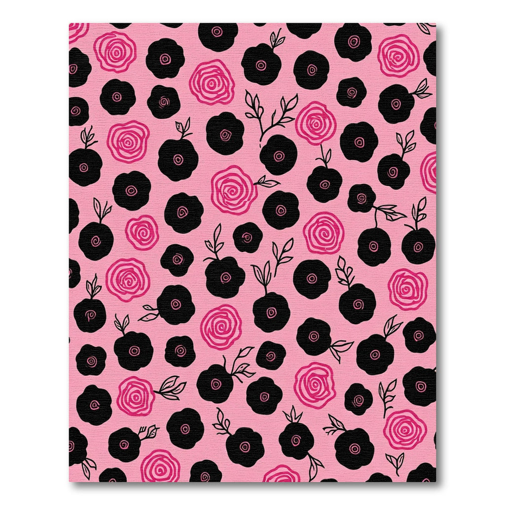 Pink Black Floral Garden Bloom Rug