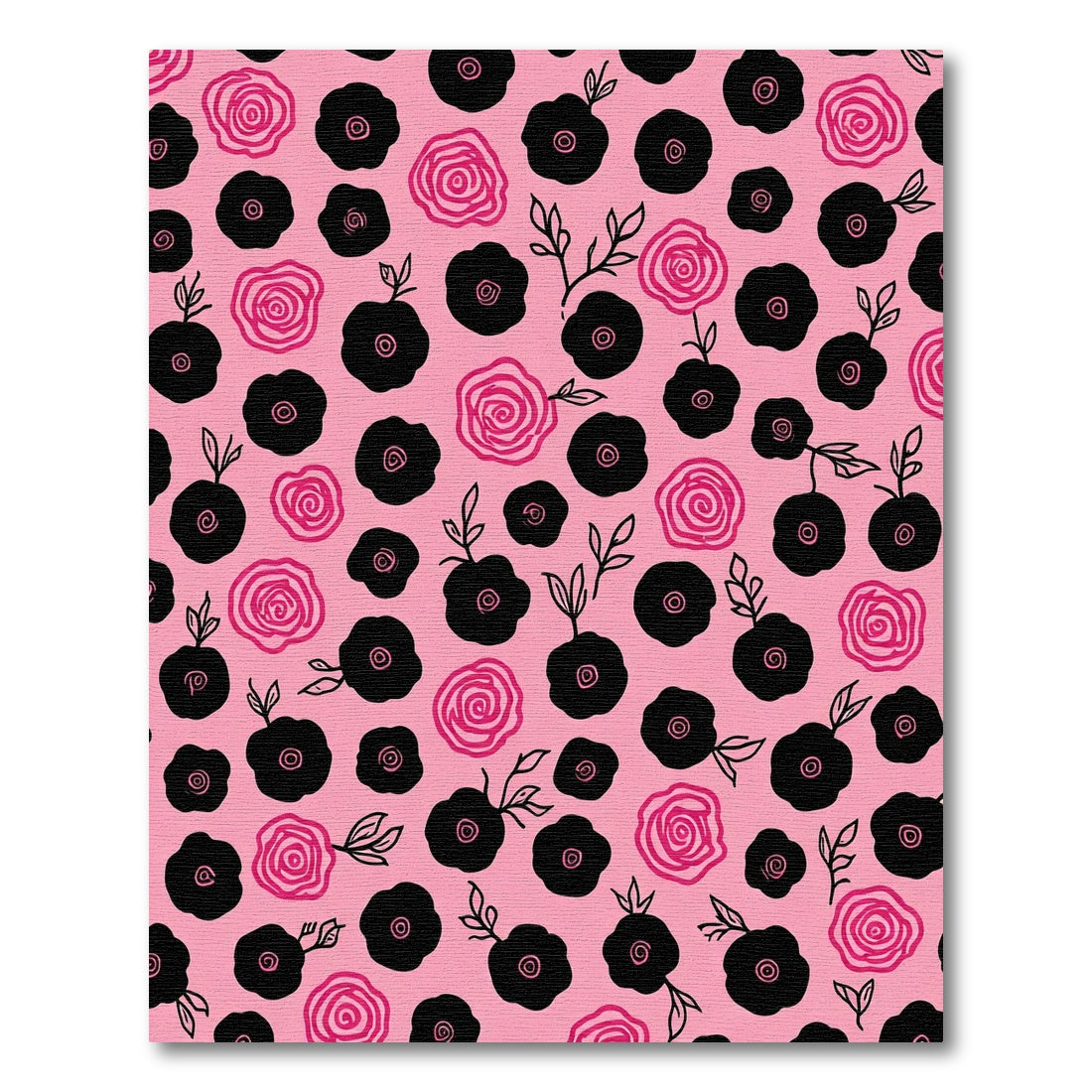 Pink Black Floral Garden Bloom Rug