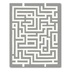 Modern Gray White Maze Pathway Rug