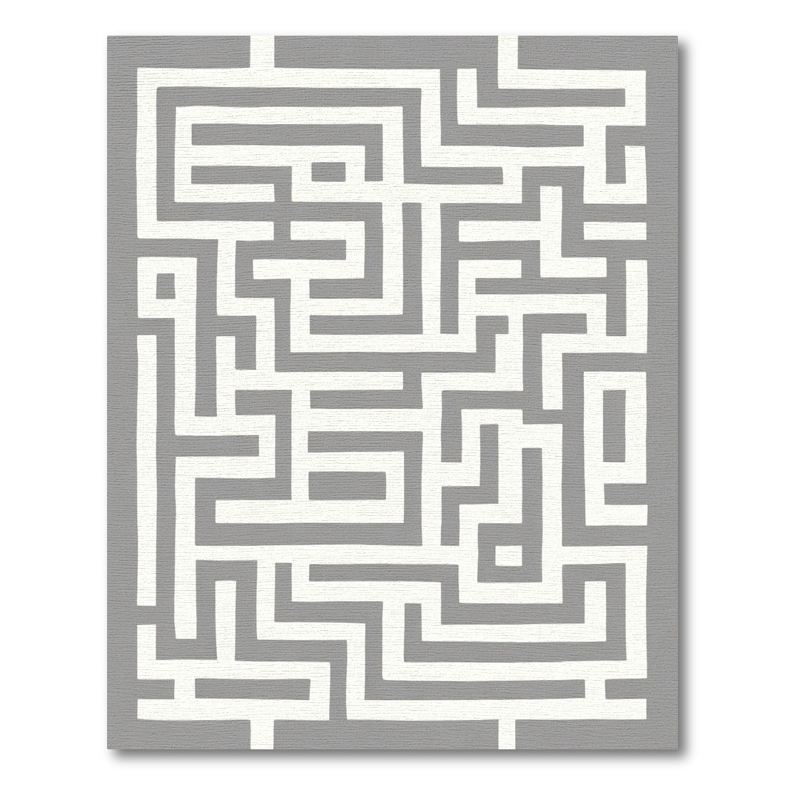 Modern Gray White Maze Pathway Rug