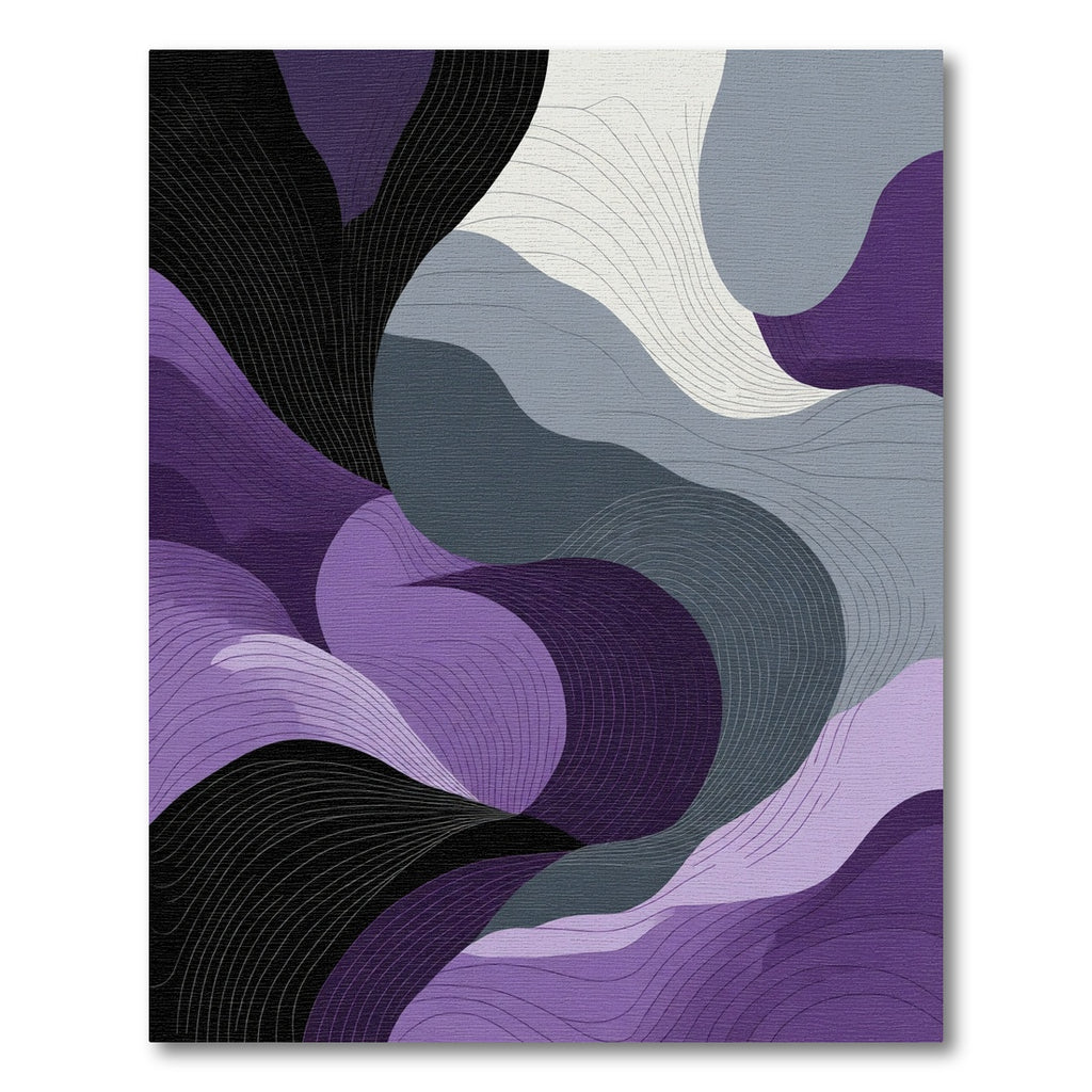 Abstract Purple Gray Flowing Waves Rug