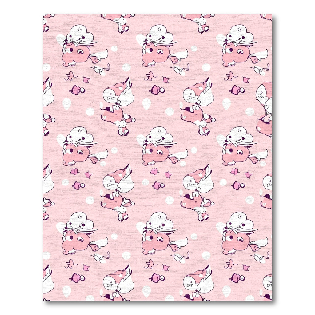 Pink Whimsical Cloud Creature Pattern Rug