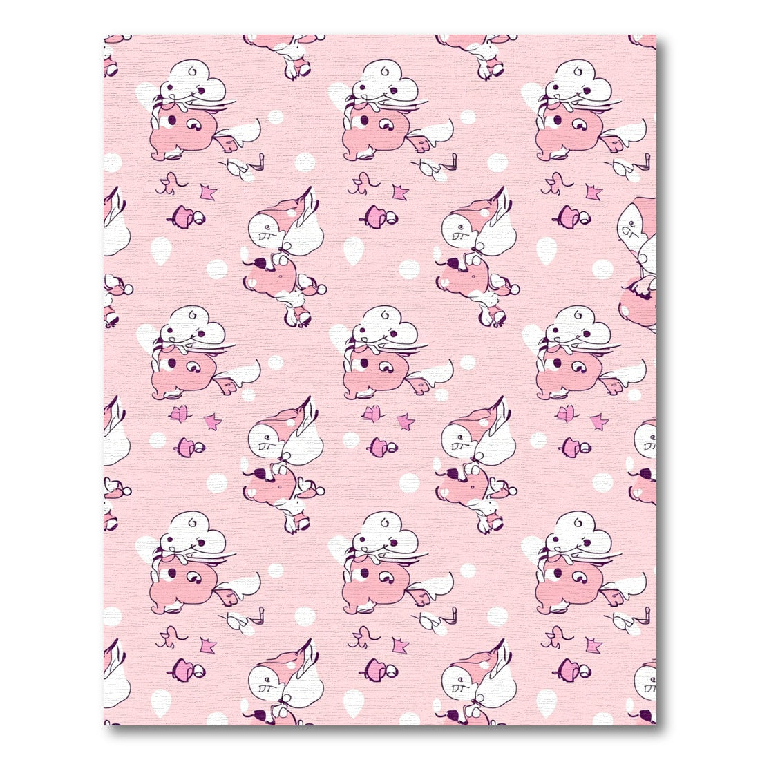 Pink Whimsical Cloud Creature Pattern Rug