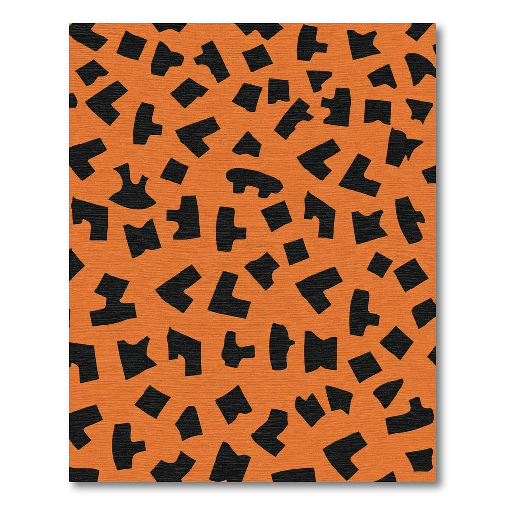 Orange Black Irregular Geometric Splash Rug
