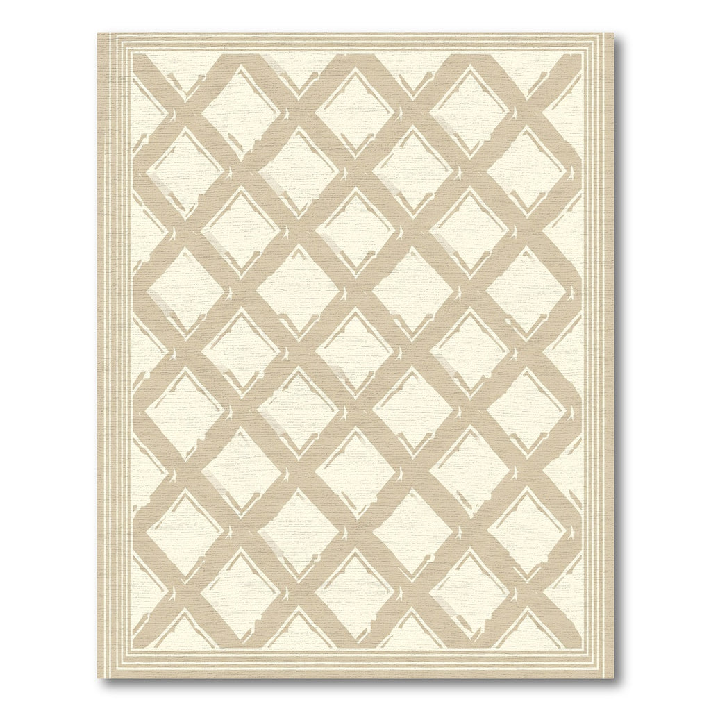Neutral Tan Diamond Lattice Rug