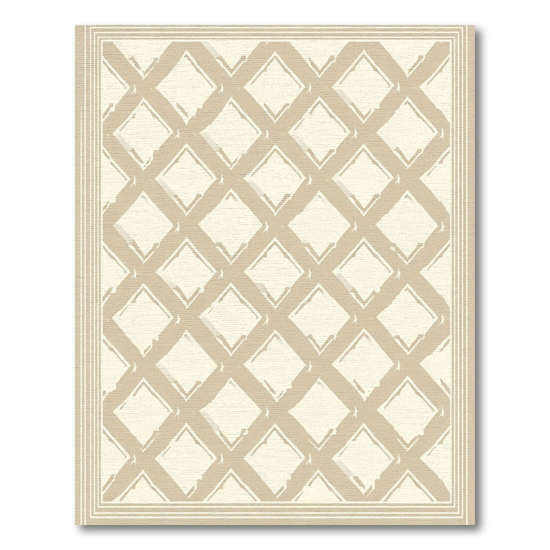 Neutral Tan Diamond Lattice Rug