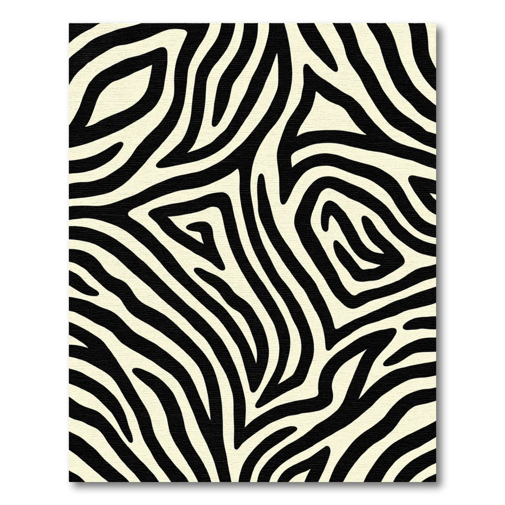 Curved Black Cream Animal Print Rug