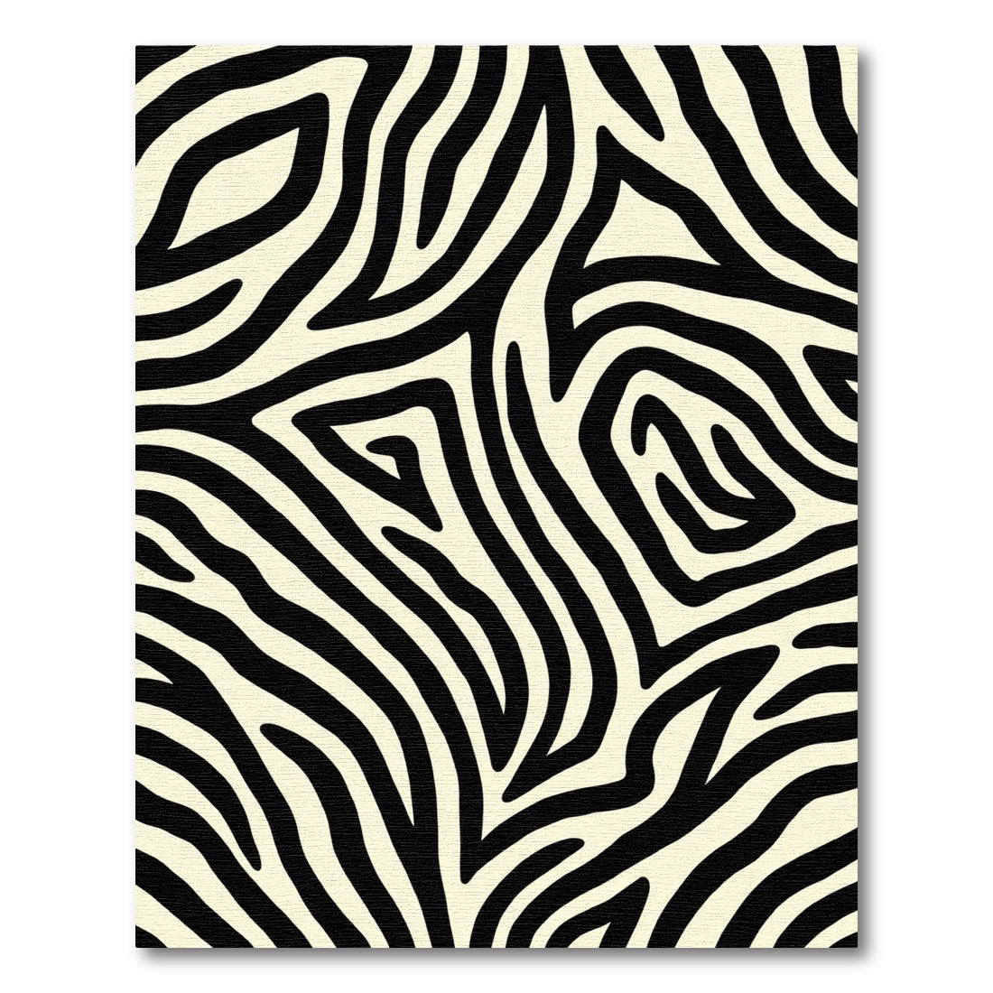 Curved Black Cream Animal Print Rug