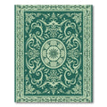 Emerald Green Floral Scroll Medallion Rug