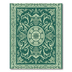 Emerald Green Floral Scroll Medallion Rug