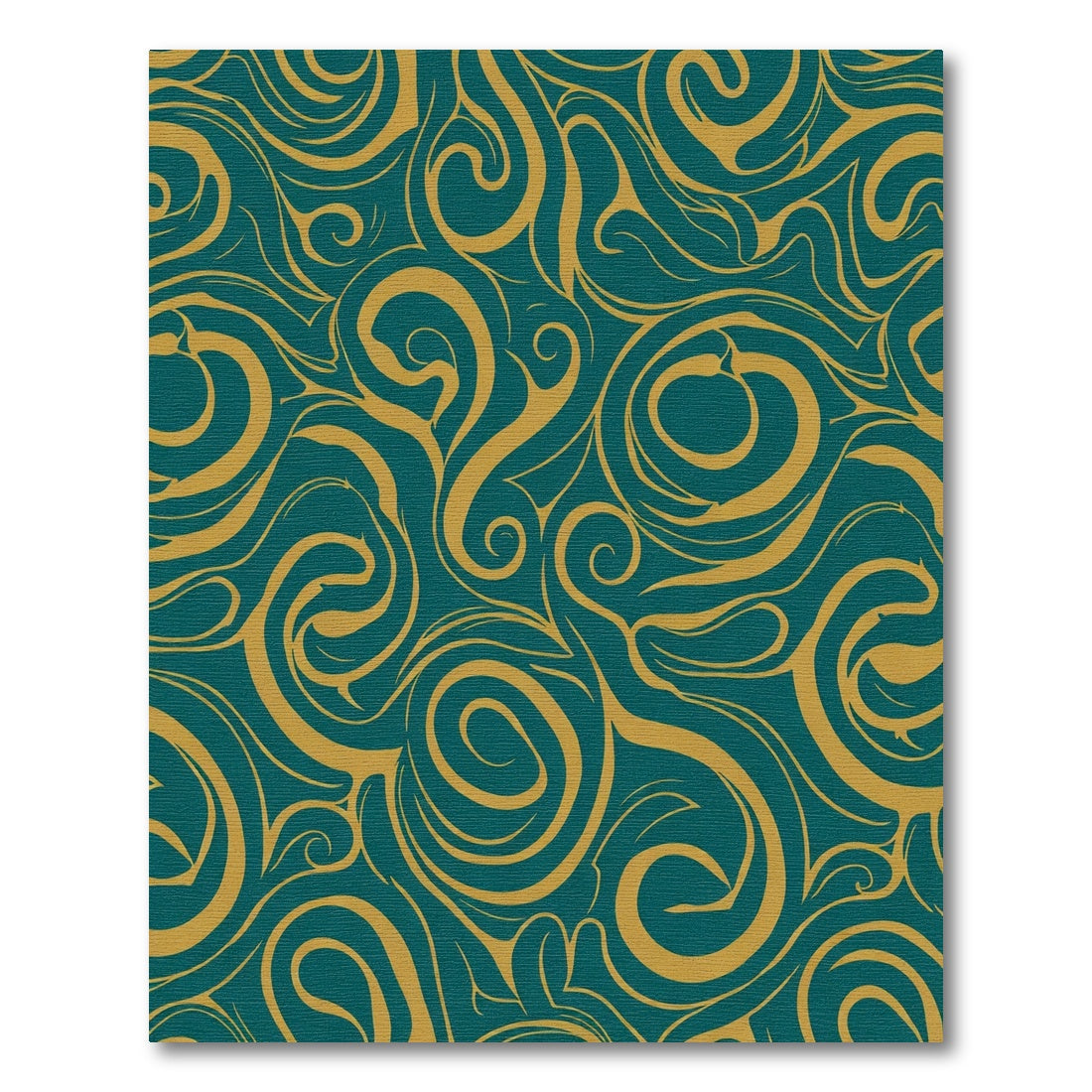 Teal Gold Swirl Abstract Rug