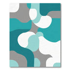 Teal Gray Abstract Organic Flow Rug