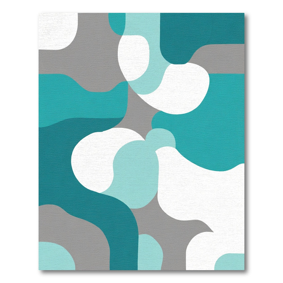 Teal Gray Abstract Organic Flow Rug