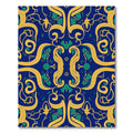 Rich Blue Gold Green Swirling Vine Rug