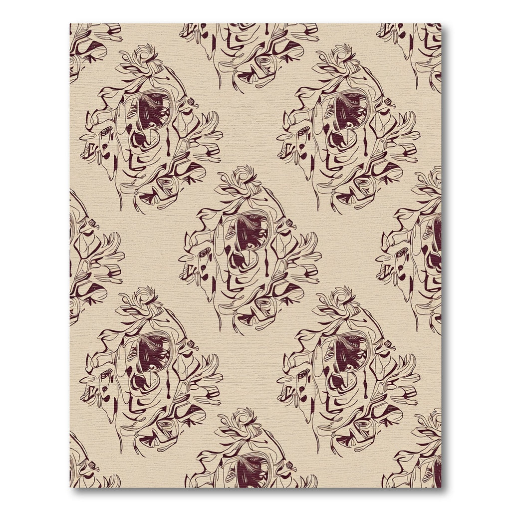 Crimson Abstract Head Medallion Rug