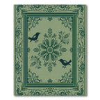 Sage Green Bird Floral Medallion Rug