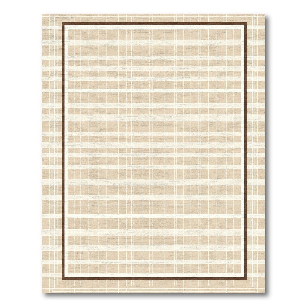 Subtle Beige Checkered Border Rug