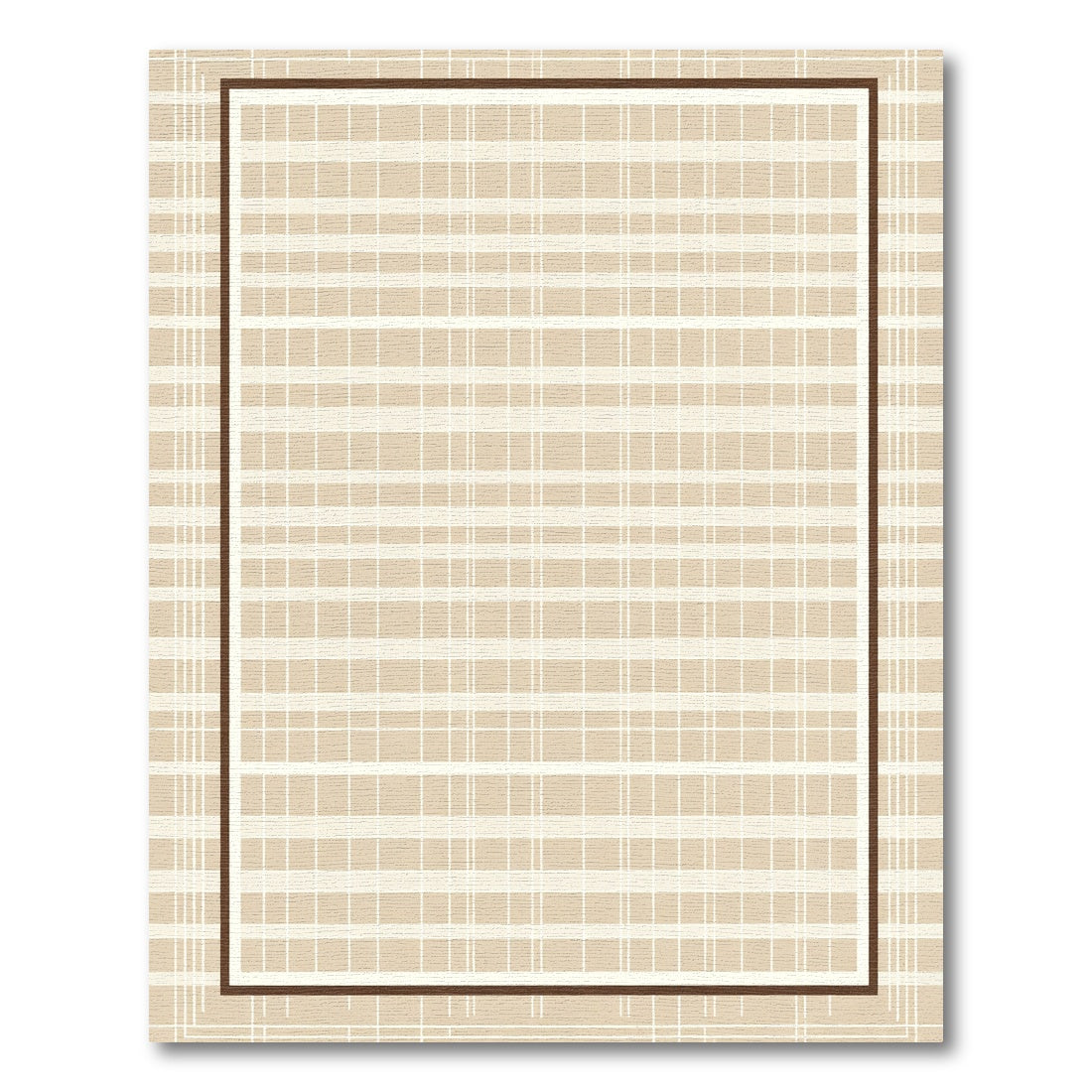 Subtle Beige Checkered Border Rug