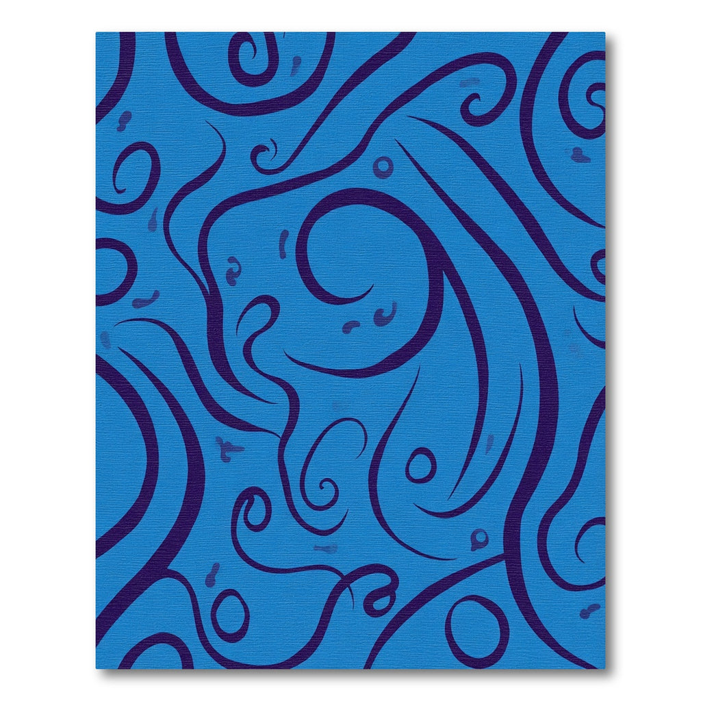 Deep Blue Wavy Swirl Abstract Rug