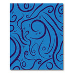 Deep Blue Wavy Swirl Abstract Rug