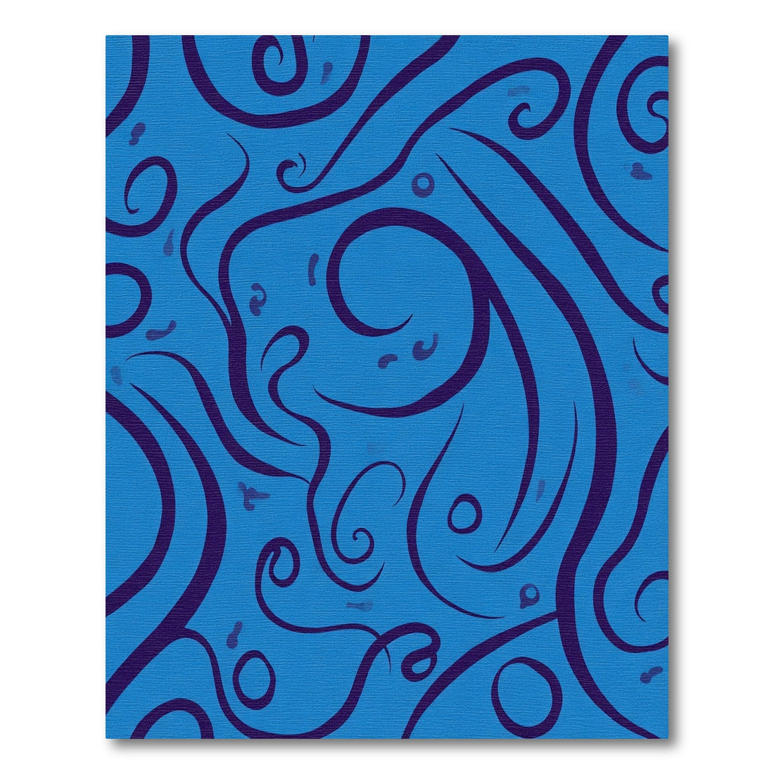 Deep Blue Wavy Swirl Abstract Rug