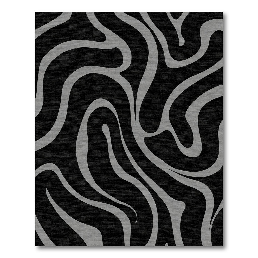 Gray Swirl Liquid Black Geometric Rug