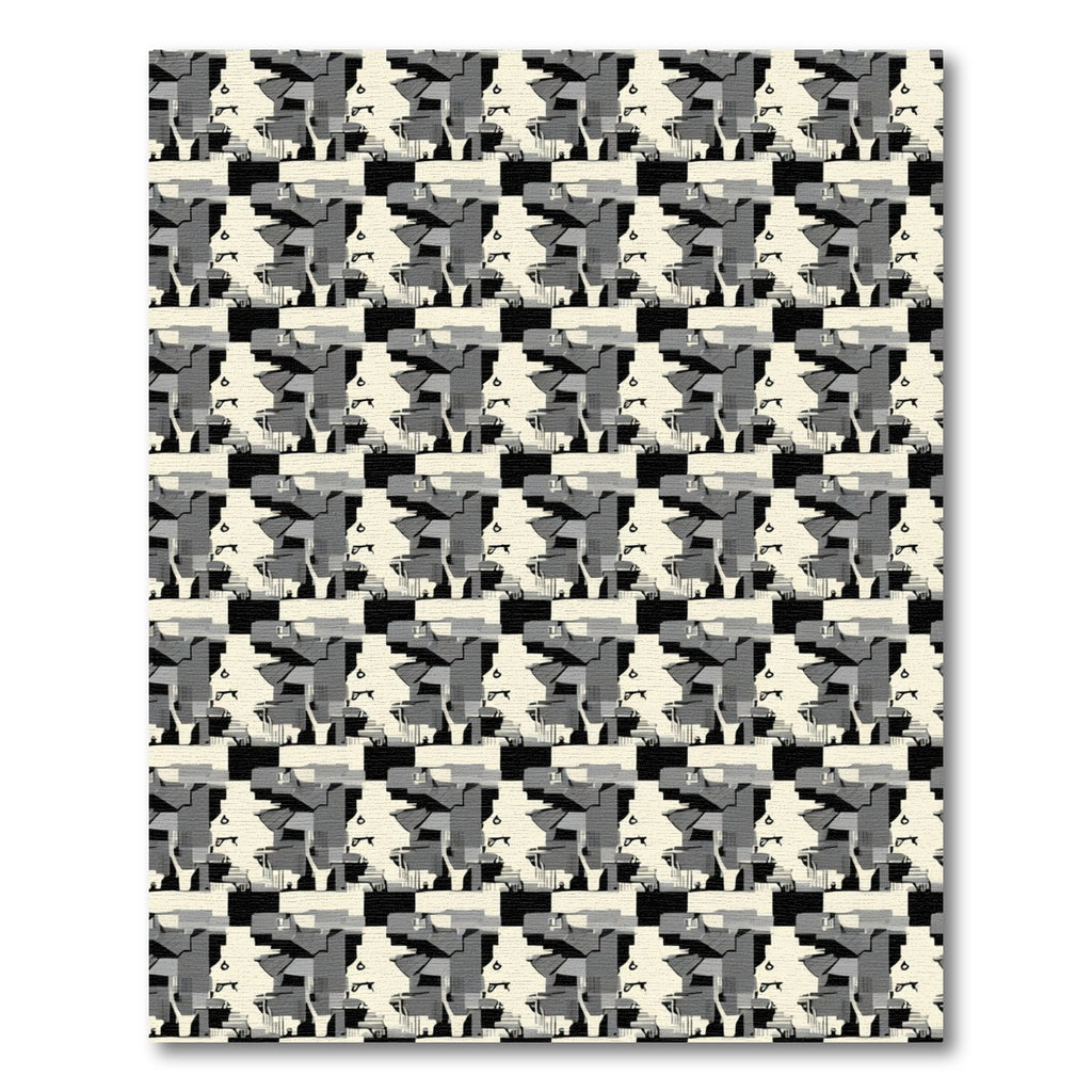 Monochromatic Geometric Cubist Abstract Rug