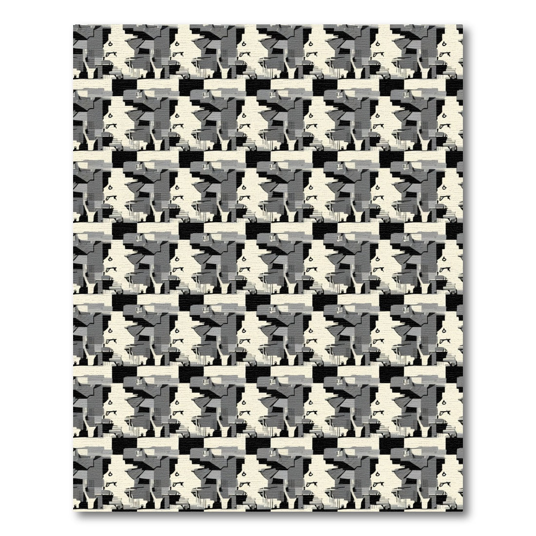 Monochromatic Geometric Cubist Abstract Rug