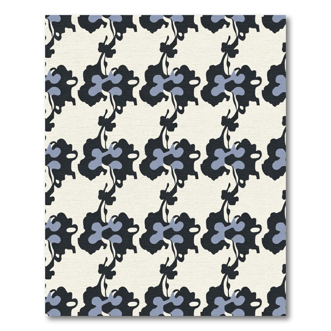 Abstract Black Blue Floral Swirl Rug