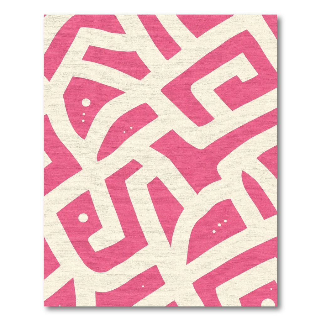 Pink Cream Abstract Labyrinth Rug