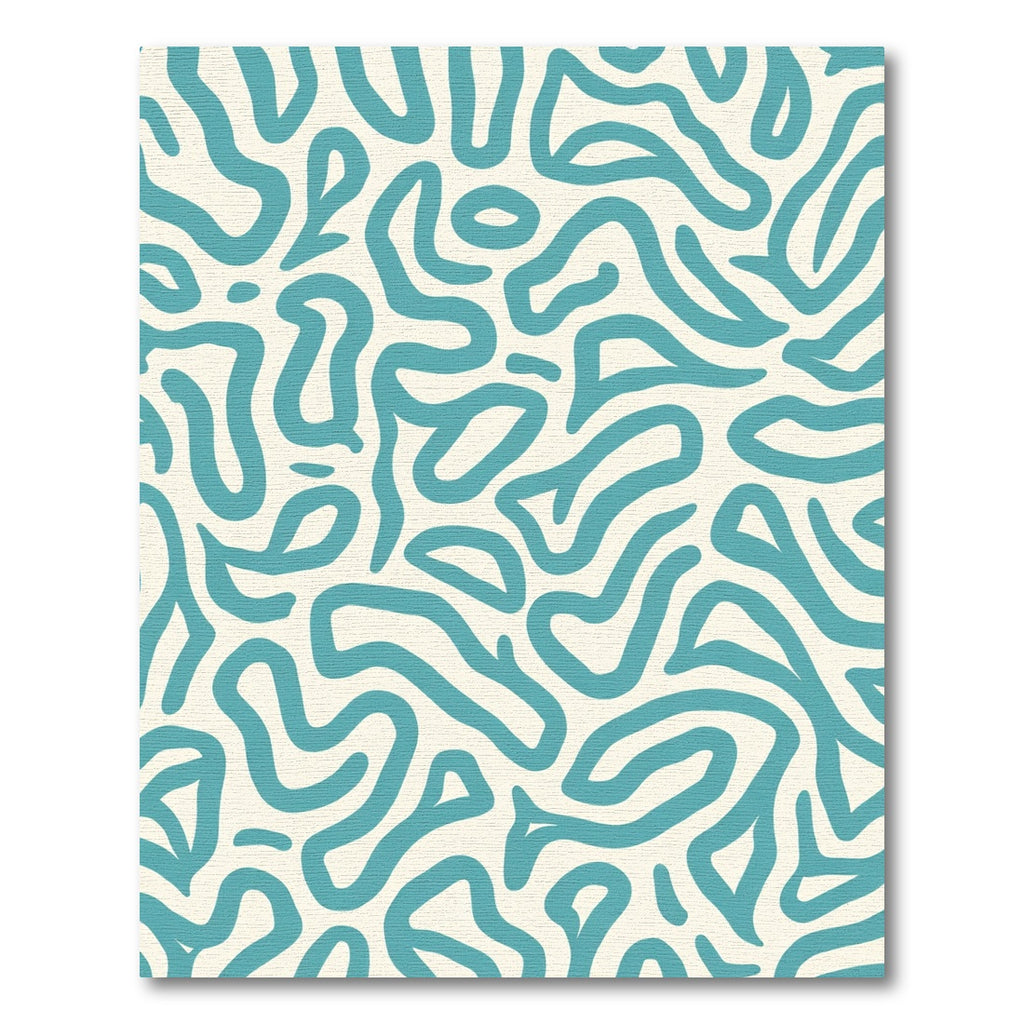 Teal Organic Wavy Abstract Rug