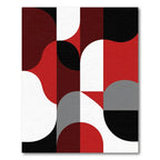 Crimson Black White Geometric Blocks Rug