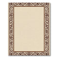 Cream Brown Scrollwork Border Rug