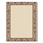 Cream Brown Scrollwork Border Rug