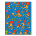 Orange Jellyfish Aquatic Blue Playful Rug
