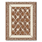Brown Diamond and Leaf Interlocking Pattern Rug