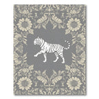 Ornate Floral Border Tiger Rug