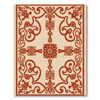 Deep Red Scroll Filigree Medallion Rug