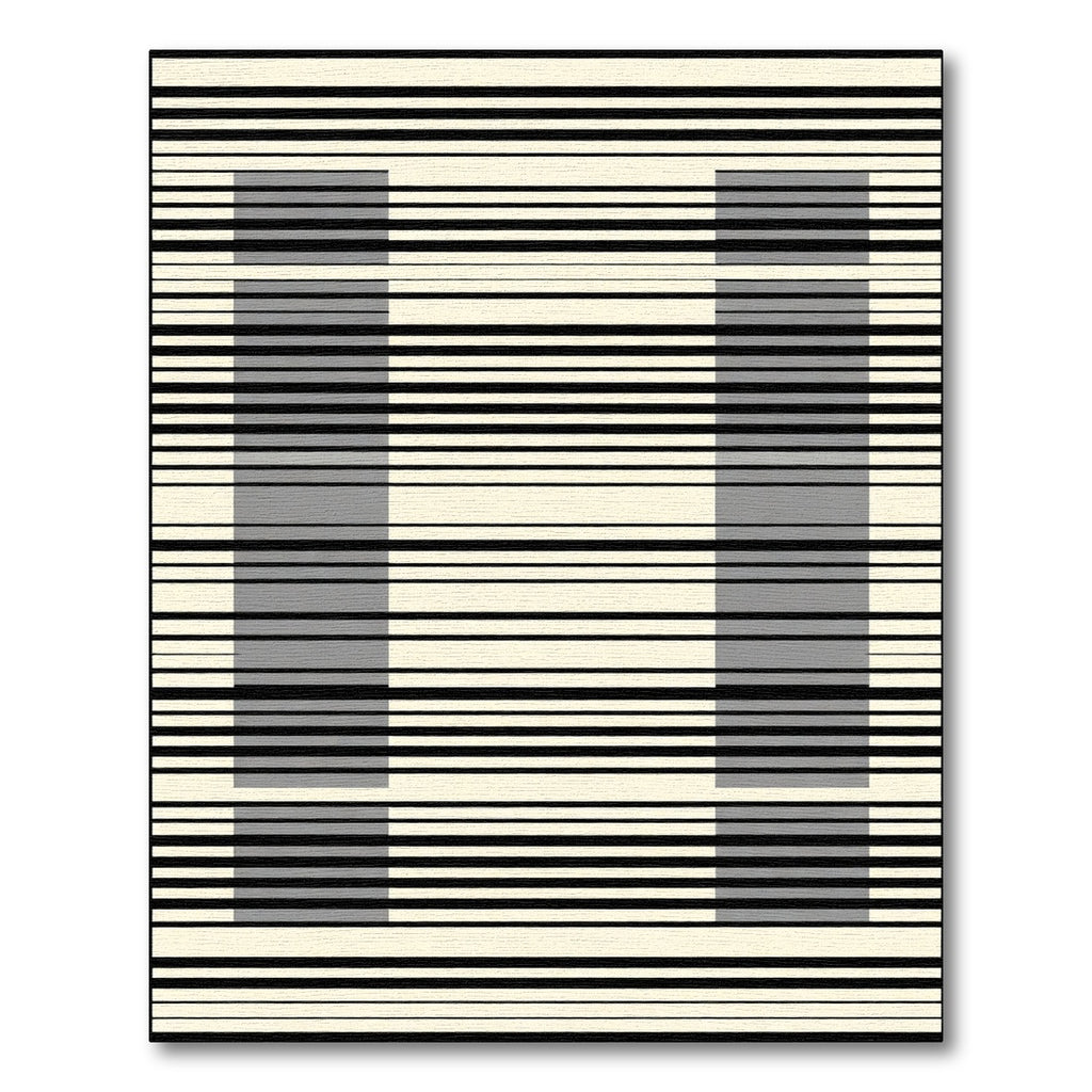 Modern Gray Barcode Stripe Rug