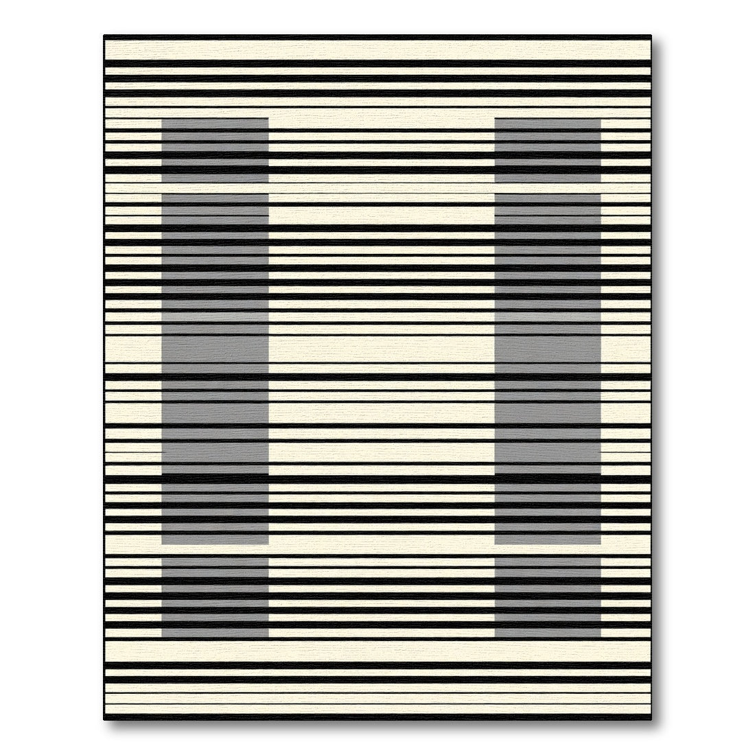 Modern Gray Barcode Stripe Rug