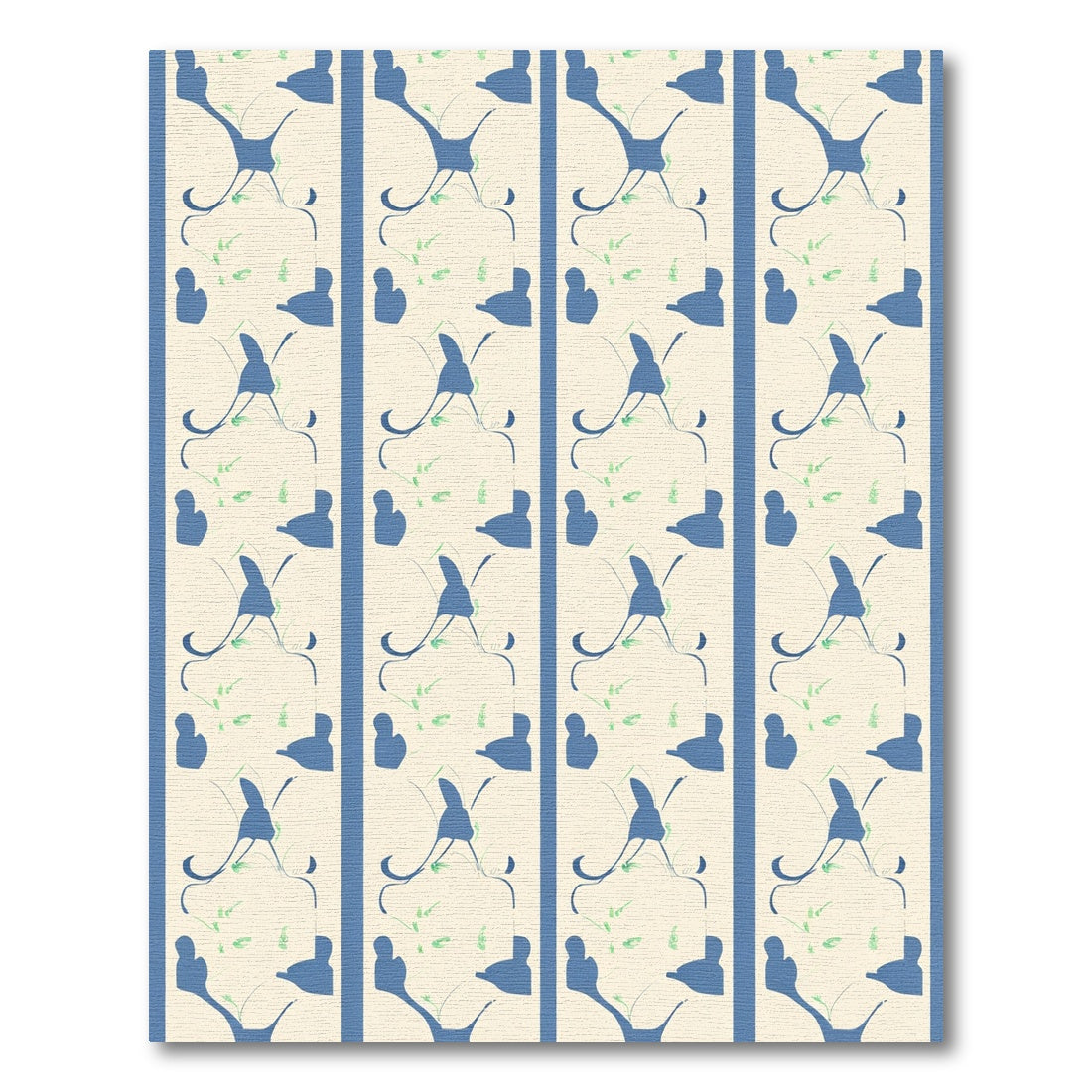 Blue Ivory Abstract Vine Silhouette Rug