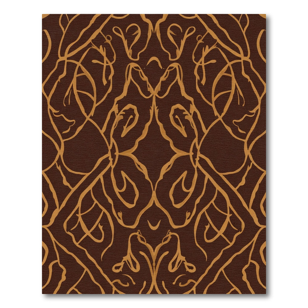 Brown and Gold Swirling Organic Vine Rug