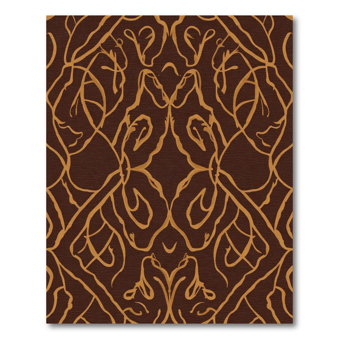 Brown and Gold Swirling Organic Vine Rug
