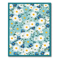 White Blue Daisy Meadow Garland Rug