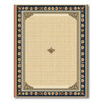Crimson Navy Floral Border Medallion Rug
