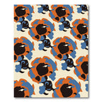 Orange Blue Abstract Floral Repeat Rug