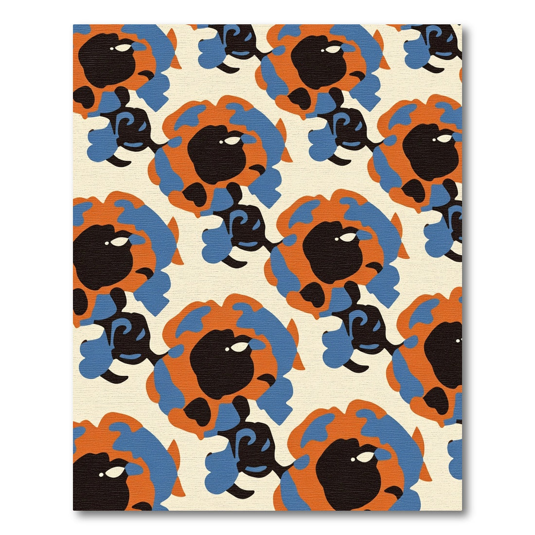 Orange Blue Abstract Floral Repeat Rug
