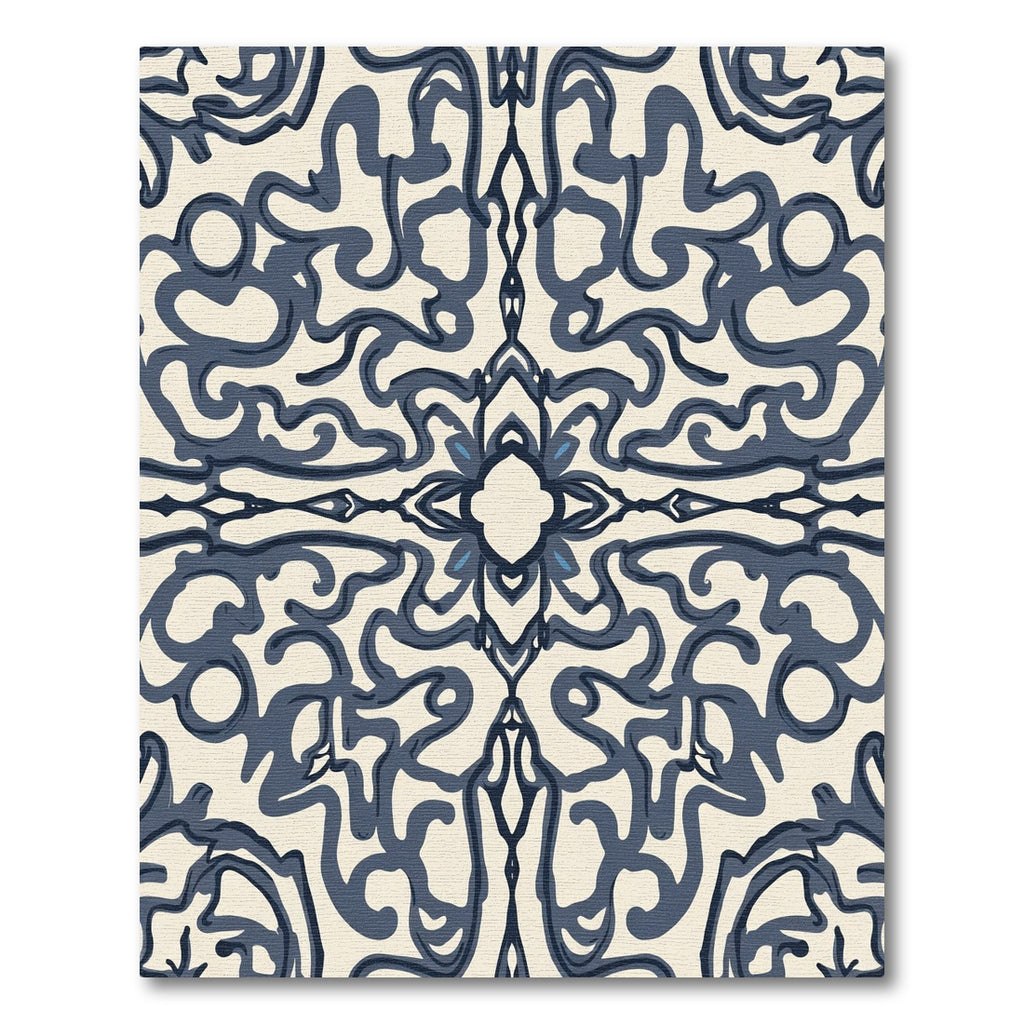 Navy Ivory Ornate Scroll Rug